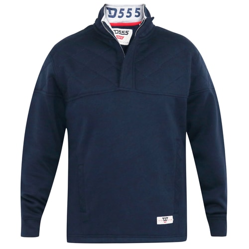 D555 Swann 1/4 Zip Quilted Panel Sweatshirt Navy